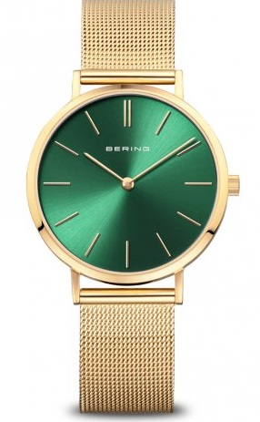 Bering goud horloge groene wijzerplaat dames