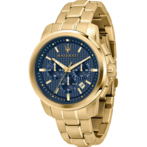 Maserati horloge heren blauw goud