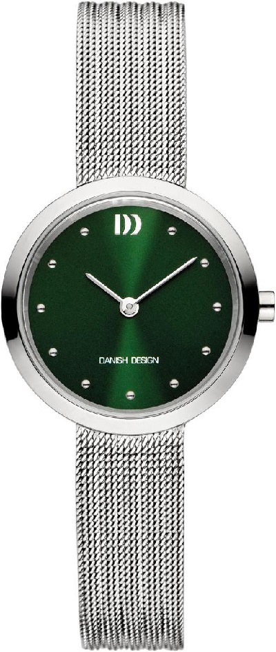 Zilveren horloge met groene wijzerplaat dames