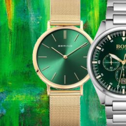 Gouden horloge groene wijzerplaat sale